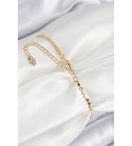 Pirinç Zirkon Taşlı Dikdörtgen Model Ezme Zincir Gold Renk Kadın Bileklik 5886 - SSSSSS7854-42