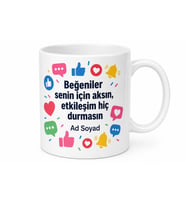 Canlı Yayın Açanlara Hediye Kupa Beğeni Etkileşim Temalı Bardak