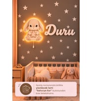 Ahşap Sevimli Tavşan Lamba & Işıksız İsimlik Seti – İsimli Bebek ve Çocuk Odası Dekoru
