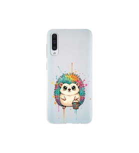 Samsung Galaxy A50s ile Uyumlu Splash Kirpi Tasarımlı Şeffaf Silikon Kılıf