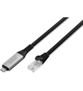 USB - Ethernet kablosu - Tip C - RJ45 - USB-C 3.2 Gen1-1 Gbit/s - 5 m - LSZH - CAT 6A S/FTP - AWG 26 - Tak ve Çalıştır - Siyah