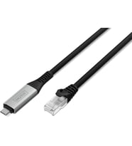 USB - Ethernet kablosu - Tip C - RJ45 - USB-C 3.2 Gen1-1 Gbit/s - 5 m - LSZH - CAT 6A S/FTP - AWG 26 - Tak ve Çalıştır - Siyah