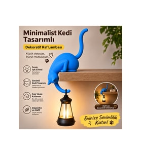 Modern & Şık - Minimalist Kedi Tasarımlı Dekoratif Raf Lambası – Gece Lambası