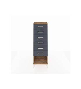 Kronos Dolap 6 Çekmeceli 44x59x134 Çam-Antrasit