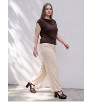 LCW Curve Bej Büyük Beden Beli Lastikli Kadın Pantolon