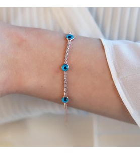 Göz Figürlü Zirkon Taşlı Rose Gold Kaplama Su Yolu Bileklik