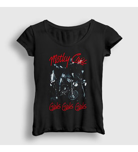 Presmono Kadın Siyah Girls Mötley Crüe T-Shirt 167113tt