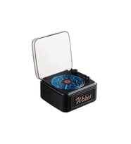 Nostalji Mini Plak Görünümlü Radyolu Bluetooth Hoparlör 3d Ses Dalgası Retro Müzik Plak Siyah