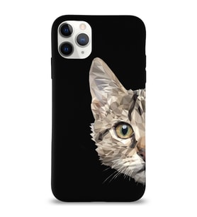 Apple iPhone 11 Pro Max Uyumlu Lansman Kılıf Catface Tasarımlı Altı Kapalı İçi Kadife Kaplı  Kapak (Şeffaf)