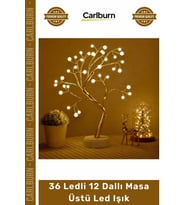 Özel Üretim 36 Ledli 12 Dallı Pilli USB Girişli Işıklı Ağaç İnci Led Dekoratif Masa Üstü Led Işık