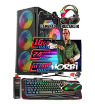 WarboX HORBİ 24" Monitör i5 6500 16gb Ddr4 Ram 256gb Ssd 250gb Hdd GT740 DDR5-4gb E.kartı Gaming PC (Siyah)