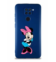 Xiaomi Redmi Note 9 Soft Premier Kapak Minnie Mouse-D Tasarımlı Silikon Kılıf - Lacivert (Şeffaf)