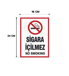 6 Adet Sigara İçilmez Kişiselleştirilebilir Sticker, 16x24, 20x30 (A4), 30x42 (A3) Cm Boyut Seçeneklerinde Folyo Baskı Sticker