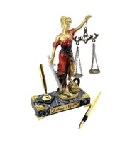 İsminize Özel İmza Kalemli Adalet Heykeli  Mermer Tasarımlı İsimli Kaideli (Model 2)