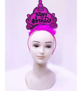 Happy Birthday Neon Fuşya Renk Doğum Günü Tacı 24x15 Cm
