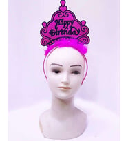 Happy Birthday Neon Fuşya Renk Doğum Günü Tacı 24x15 Cm