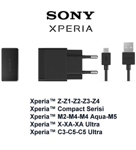 Sony Xperia Şarj Cihazı Aleti ve Kablosu Z Z1 Z2 Z3 Z4 Z5 M5 E5 XA