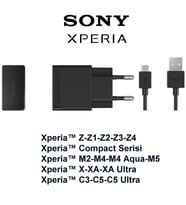 Sony Xperia Şarj Cihazı Aleti ve Kablosu Z Z1 Z2 Z3 Z4 Z5 M5 E5 XA
