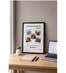 Kişiye Özel Spotify Kodlu Fotoğraf Çerçevesi Zamanın Durduğu Anlar Polaroid Kolaj İsim Baskılı Romantik Sevgili Hediyesi