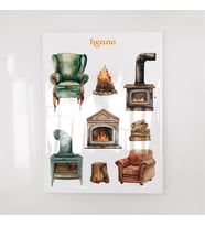 Vintage Cozy Temalı Samimi Şeffaf Sticker Seti (1 adet) – Ajanda, Planlayıcı, Journal ve Çıkartma (Çok Renkli)