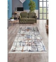Dijidekor Halı Multi Cool KY7005 Yıkanabilir Saçaklı Kesme İnce Yolluk Kilim Salon Halısı Modelleri (Mavi)