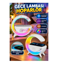 Google Dijital Kablosuz Şarj Özellikli Bluetooth Hoparlör Gece Lambası – FM Radyo, NFC Şarj ve RGB L
