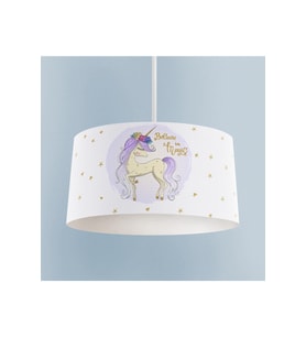 MEKTA HOME BEBEK VE ÇOCUK ODASI Yıldızlı Mavi Unicorn Desenli Avize