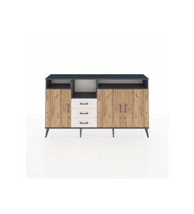 Arges Konsol 5 Raflı 3 Çekmeceli 3 Kapaklı 176x30x99 Antrasit-Çam/Aytaşı