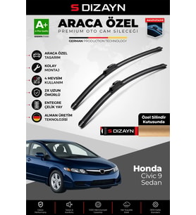Honda Civic 9 Sedan Ön Cam Silecek Seti 2012-2015 Premium Araca Özel 65-55 Cm A+ Kalite