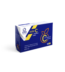 EVOPHARMA Ester C Vitamin D Vitamin C ve Çinko İçeren Takviye Edici Gıda 30 Tablet