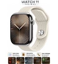 Watch HK11 PRO MAX Gümüş Akıllı Saat Sesli Görüşme Yapay Zeka Destekli iPhone Android Uyumlu 8-9-10