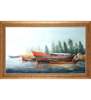 Çerçeveli Paspartulu Manzara Tablo bm1482 (Gold)