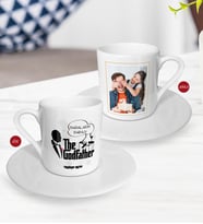 BK Gift Kişiye Özel Babalar Günü Hediyesi Fotoğraflı Türk Kahvesi Fincanı-25 (Beyaz)