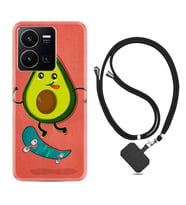 Vivo Y35 Kılıf Silikon Boyun Askılı İpli Desenli Silikon Avokado Skate 1741