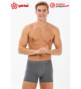 Yıldız 38 Erkek Füme Modal Pamuklu Terletmez Likralı Rahat Klasik Tekli Boxer