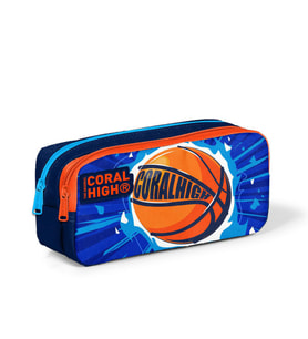 Coral High Kids Lacivert Mavi Basketbol Top Desenli İki Bölmeli Kalem Çantası 12066
