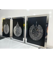 Ayetel Kürsi Felak Nas Gümüş 3 Parça Pleksi Aynalı Tablo Dini Tablo  Her biri 42x60 cm