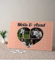 3 Fotoğraflı Kalpli Kişiye Özel Puzzle