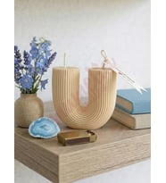 Mumelia Candles Antik Sütun - Doğal Soya Blok Dekoratif Mum - Krem