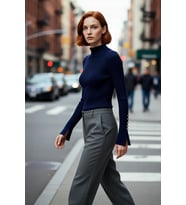 Kadın Fitted Dik Yaka Uzun Kollu Fitilli Dokuma Triko Kazak Casual Basic Şıklık Sunar Kaliteli