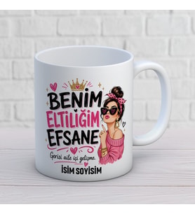 Kişiye Özel Elti Tasarımlı Eltiliğim Efsane Yazılı İsimli Seramik Kupa Bardak