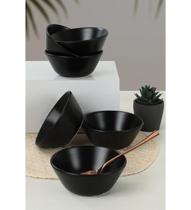 Mat Siyah Hitit Çorba Kasesi Seti, 14 Cm, 6'lı