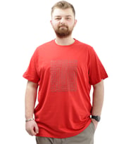 Mode XL Büyük Beden Erkek T-Shirt Bisiklet Yaka Baskılı LABYRINTH U24048 Kırmızı