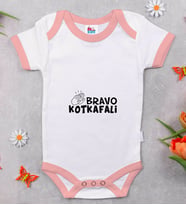 BK Kids Bravo Kotkafali Tasarımlı Pembe Bebek Body Zıbın-1