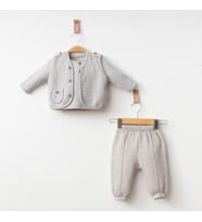 3014 Bebek Cozy Jakar Yelekii 3'lü Takım