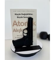 ToDekora Pistol Tasarım Kitap Tutucu-Silah Form Tasarım-Modern Dekoratif Kitaplık Aksesuarı (Düz Siyah)