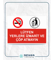 Lütfen Yerlere İzmarit ve Çöp Atmayınız 21x28 Arkası Sticker