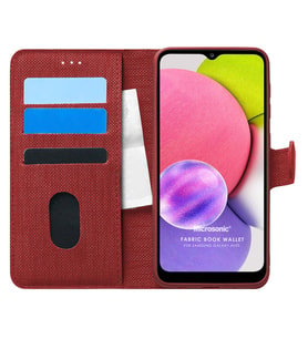 Microsonic Samsung Galaxy A03s Kılıf Fabric Book Wallet Kırmızı