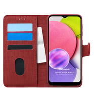 Microsonic Samsung Galaxy A03s Kılıf Fabric Book Wallet Kırmızı