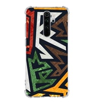 Xiaomi Redmi Note 8 Pro Köşe Korumalı Antişok Kapak Soyut Grafiti Tasarımlı Şeffaf Silikon Kılıf